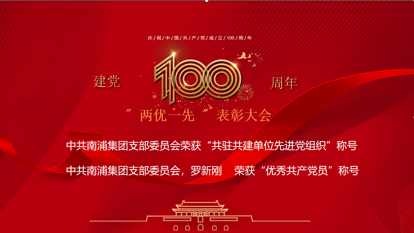 喜报||南浦集团党支部获得 两优一先 先进党支部荣誉，南浦集团党员罗新刚同志荣获“优秀共产党员”称号